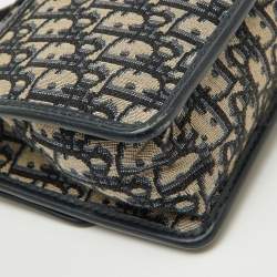 Pre Owned Dior Navy Blue Oblique Canvas and Leather 30 Montaigne Shoulder Bag