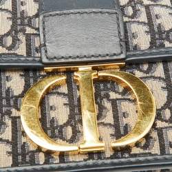 Pre Owned Dior Navy Blue Oblique Canvas and Leather 30 Montaigne Shoulder Bag