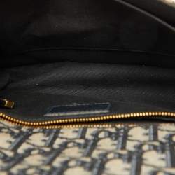 Pre Owned Dior Navy Blue Oblique Canvas and Leather 30 Montaigne Shoulder Bag