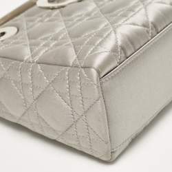 Pre Owned Dior Grey Quilted Fabric Mini Lady Dior Tote