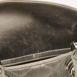 Pre Owned Dior Grey Quilted Fabric Mini Lady Dior Tote