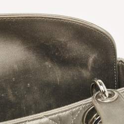Pre Owned Dior Grey Quilted Fabric Mini Lady Dior Tote