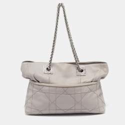 مملوكة مسبقًا Dior Grey Cannage Leather Granville Chain Link Tote