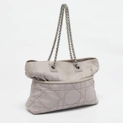 مملوكة مسبقًا Dior Grey Cannage Leather Granville Chain Link Tote