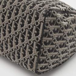 Pre Owned Dior Navy Blue Diorissimo Fabric and Leather Boston Bag