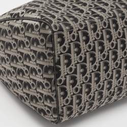 Pre Owned Dior Navy Blue Diorissimo Fabric and Leather Boston Bag