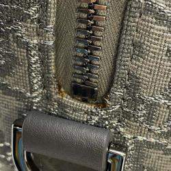 Pre Owned Dior Gray Jacquard Calf Leather Travel Shoulder Bag 