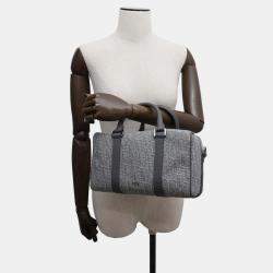 Pre Owned Dior Gray Jacquard Calf Leather Travel Shoulder Bag 