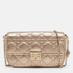 مملوكة مسبقًا Dior Gold Cannage Leather Miss Dior Promenade Chain Clutch