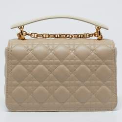 Dior Beige Cannage Leather Small Dior Jolie Top Handle Bag