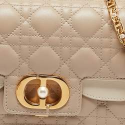 Dior Beige Cannage Leather Small Dior Jolie Top Handle Bag