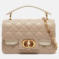 Dior Beige Cannage Leather Small Dior Jolie Top Handle Bag