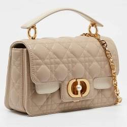 Dior Beige Cannage Leather Small Dior Jolie Top Handle Bag