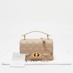 Dior Beige Cannage Leather Small Dior Jolie Top Handle Bag
