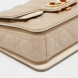 Dior Beige Cannage Leather Small Dior Jolie Top Handle Bag