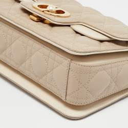 Dior Beige Cannage Leather Small Dior Jolie Top Handle Bag