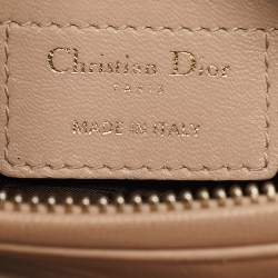 Pre Owned Dior Beige Cannage Leather Medium Lady Dior Tote