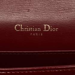 Pre Owned Dior Red Cannage Patent Leather Lady Dior Chain Pouch 