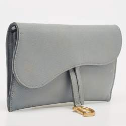 Dior Light Blue Leather Saddle Pouch
