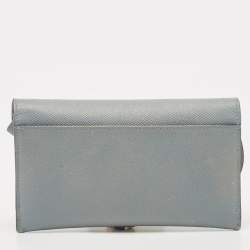 Dior Light Blue Leather Saddle Pouch