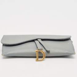 Dior Light Blue Leather Saddle Pouch