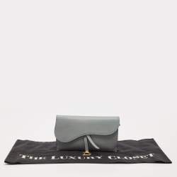 Dior Light Blue Leather Saddle Pouch