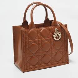 Dior Brown Macrocannage Leather Small Book Tote