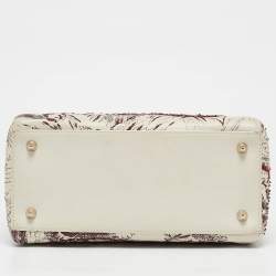 Pre Owned Dior Off White Leather Medium Embroidered Beads Lady Dior Tote