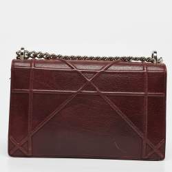 Pre Owned Dior Burgundy Leather Medium Diorama Flap Bag