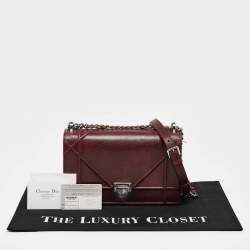 Pre Owned Dior Burgundy Leather Medium Diorama Flap Bag