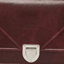 Pre Owned Dior Burgundy Leather Medium Diorama Flap Bag