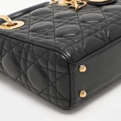Pre Owned Dior Black Cannage Leather Mini Lady Dior Tote