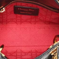 Pre Owned Dior Black Cannage Leather Mini Lady Dior Tote