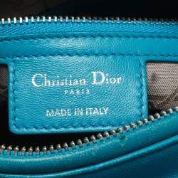 Dior Turquoise Blue Cannage Leather Medium Lady Dior Tote