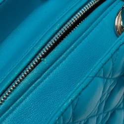 Dior Turquoise Blue Cannage Leather Medium Lady Dior Tote