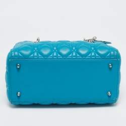 Dior Turquoise Blue Cannage Leather Medium Lady Dior Tote