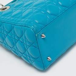Dior Turquoise Blue Cannage Leather Medium Lady Dior Tote