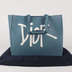 Dior Blue Leather Sean Stussy Shopper Shoulder Bag
