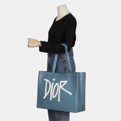 Dior Blue Leather Sean Stussy Shopper Shoulder Bag