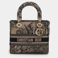 Dior Beige Toile de Jouy Voyage Embroidered Medium Lady D-Lite Tote