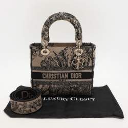 Dior Beige Toile de Jouy Voyage Embroidered Medium Lady D-Lite Tote