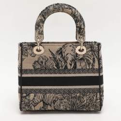 Dior Beige Toile de Jouy Voyage Embroidered Medium Lady D-Lite Tote