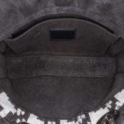 Dior Black White Canvas Macro Houndstooth Medium Lady D Joy Bag