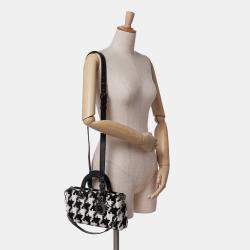 Dior Black White Canvas Macro Houndstooth Medium Lady D Joy Bag