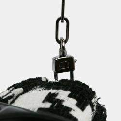 Dior Black White Canvas Macro Houndstooth Medium Lady D Joy Bag