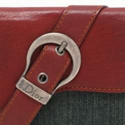 Dior Green/Brown Canvas and Leather Saddle French Wallet