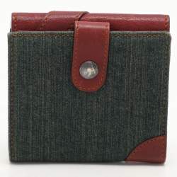 Dior Green/Brown Canvas and Leather Saddle French Wallet