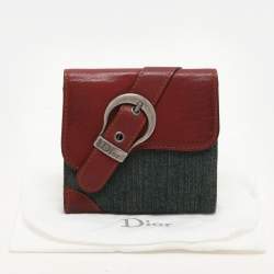 Dior Green/Brown Canvas and Leather Saddle French Wallet