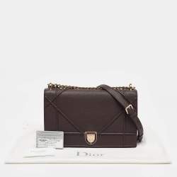 Dior Burgundy Leather Large Diorama Flap Shoulder Bag