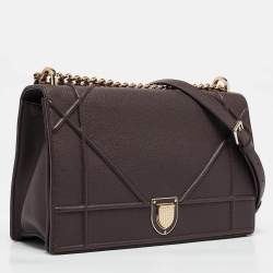 Dior Burgundy Leather Large Diorama Flap Shoulder Bag